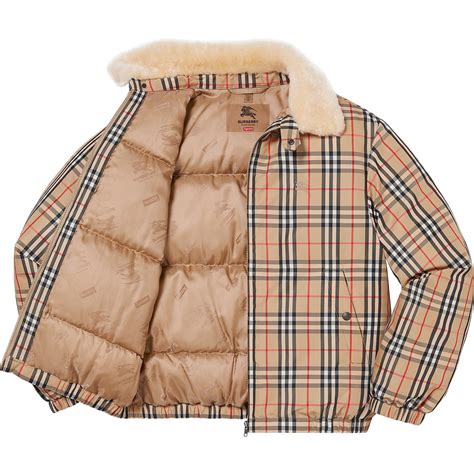 supreme burberry jacket|supreme shearling collar down puffer.